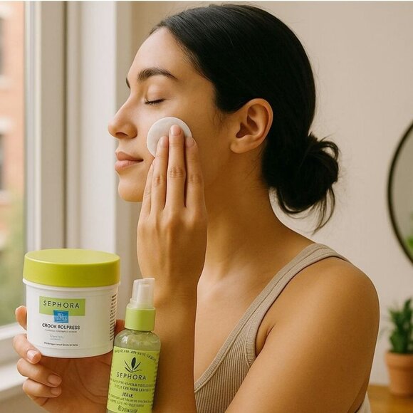 Sephora ✦ Glycolic Acid Peeling Discs + Hemp Night Serum ✦ Exfoliating Vegan Set - Picture 1 of 9